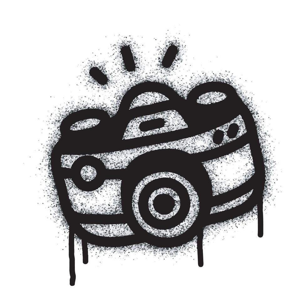 Spray Painted Graffiti photo camera icon isolated on white background. vector