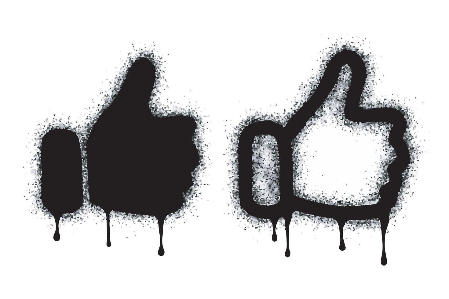 Spray Painted Graffiti Thumbs up icon Sprayed isolated. graffiti Like symbol with over spray in black over white. vector