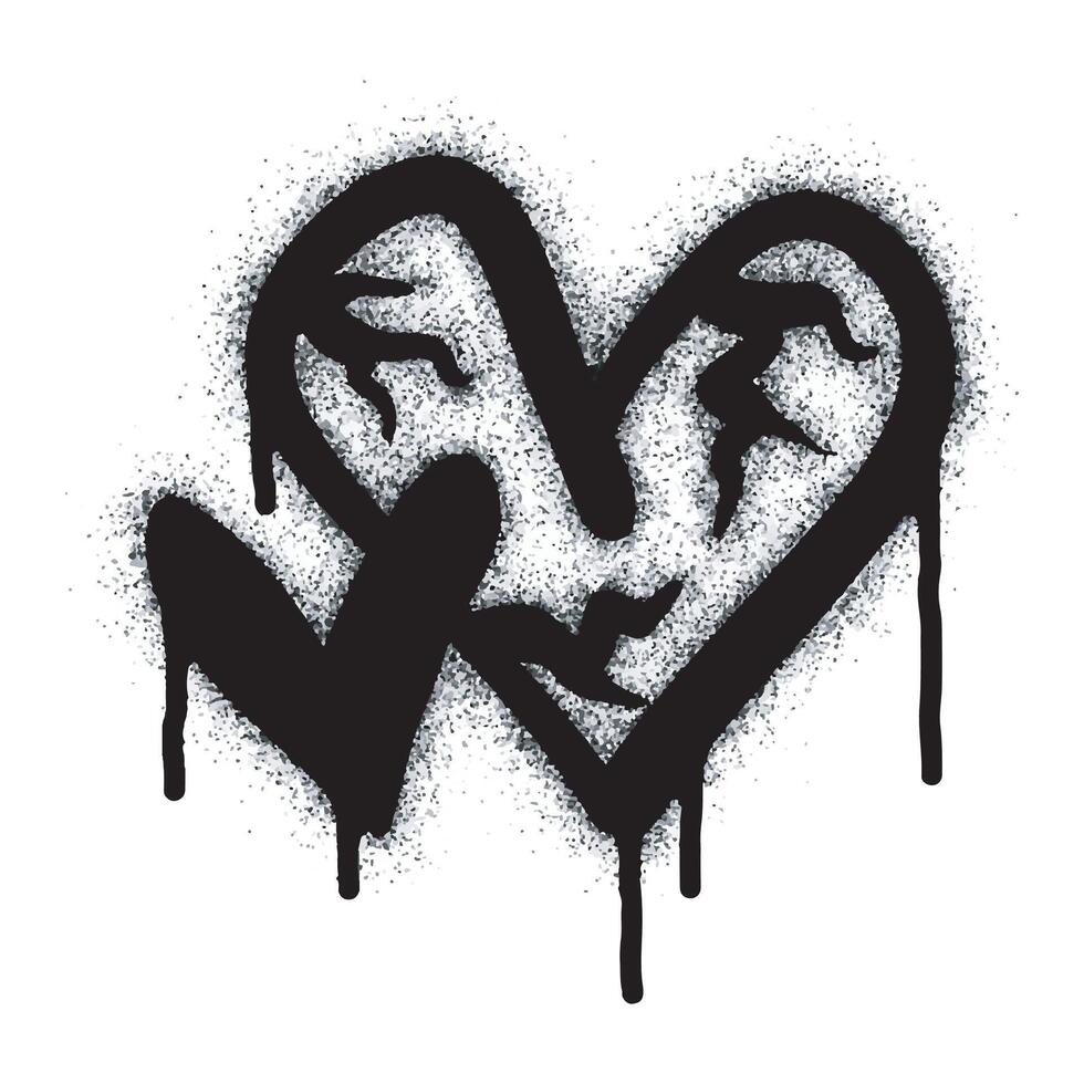 Spray Painted Graffiti heart icon Word Sprayed isolated with a white background. graffiti font love icon with over spray in black over white. vector