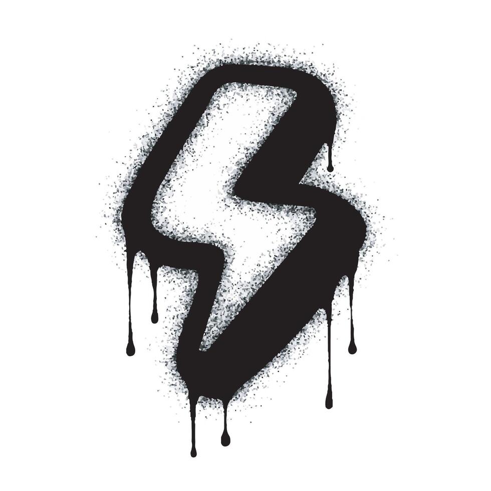 Spray Painted Graffiti electric lightning bolt symbol Sprayed isolated with a white background. graffiti electric lightning bolt icon with over spray in black over white. vector