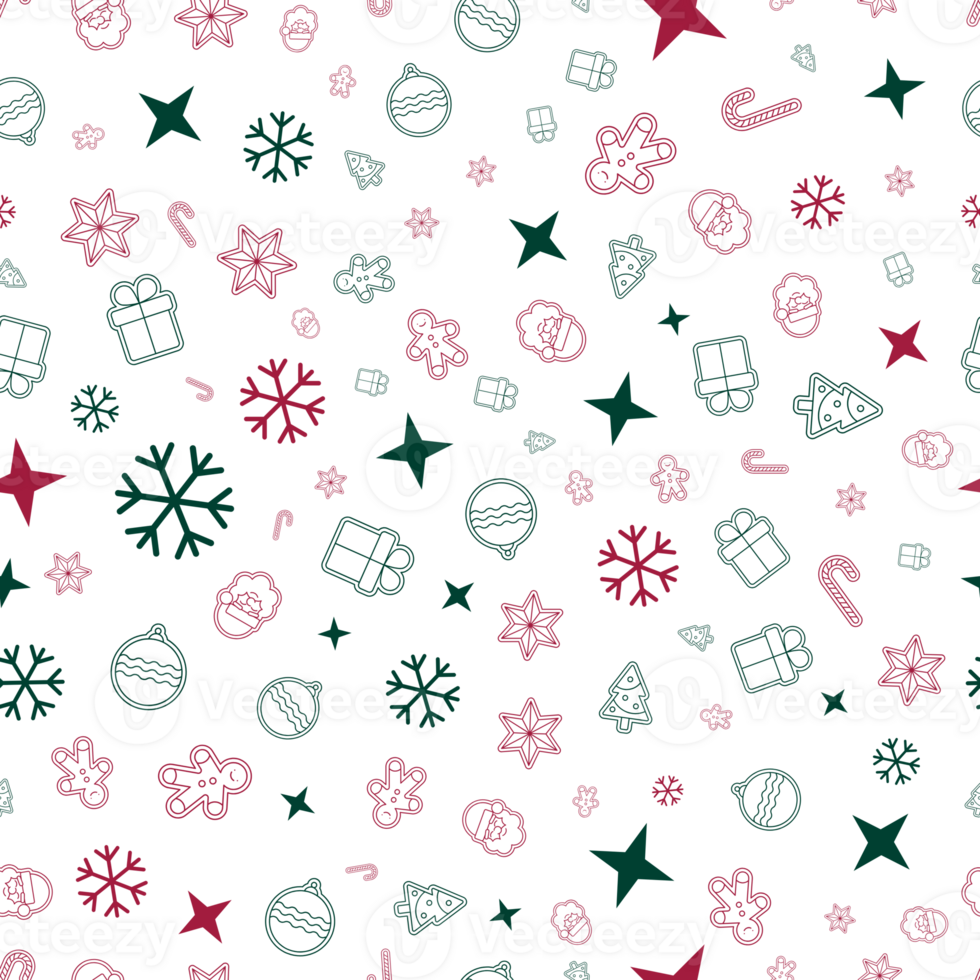 Green and red Christmas seamless pattern png