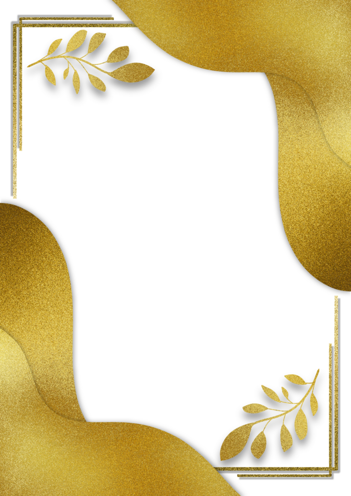Golden frame with leaves on Transparent background png