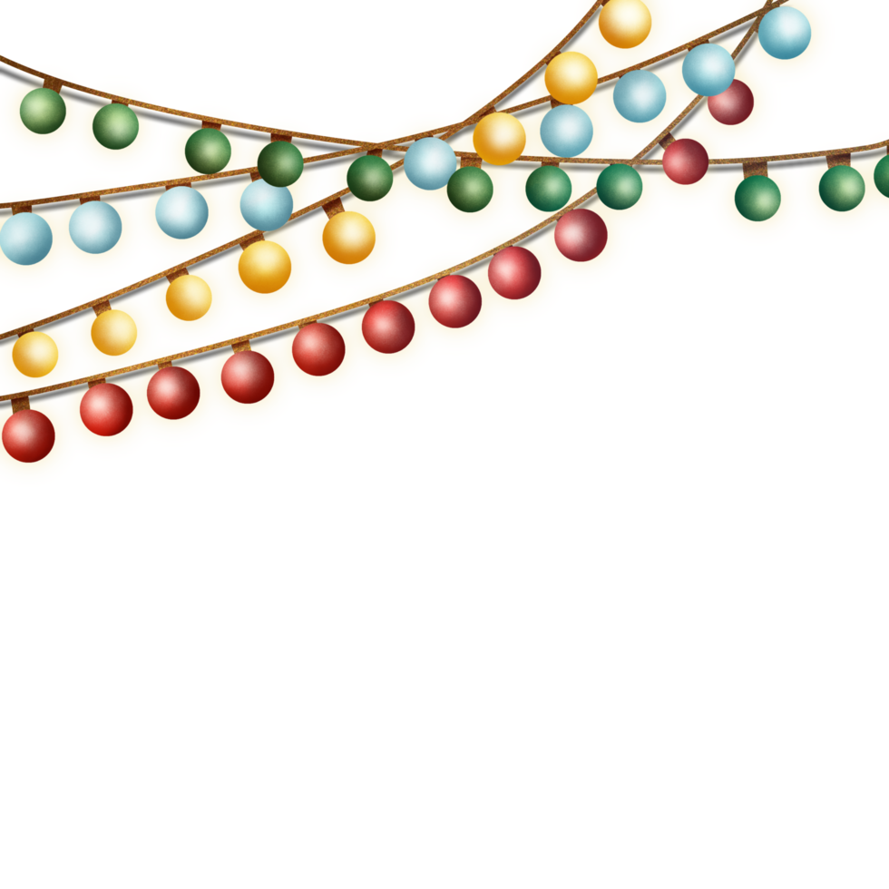 A string of christmas lights on a Transparent background png