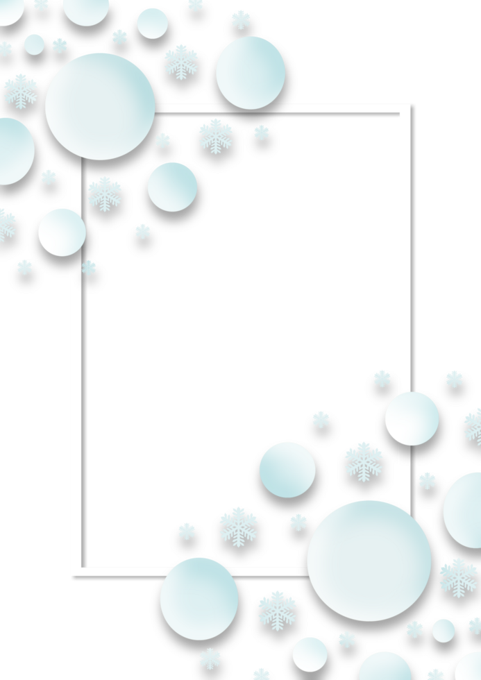 A square frame with snowflakes and bubbles on Transparent background png