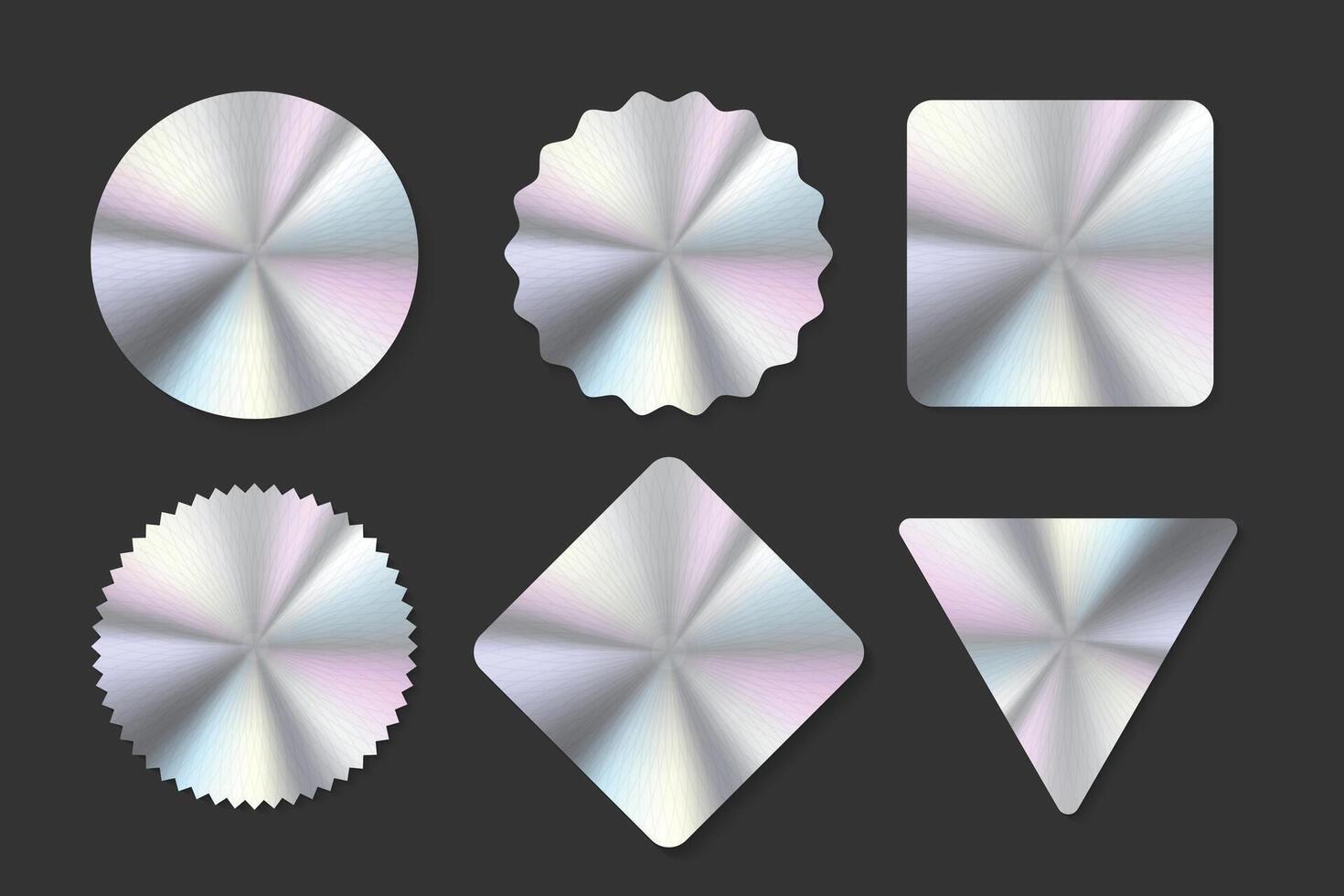 Hologram stickers, holographic labels or symbols. vector