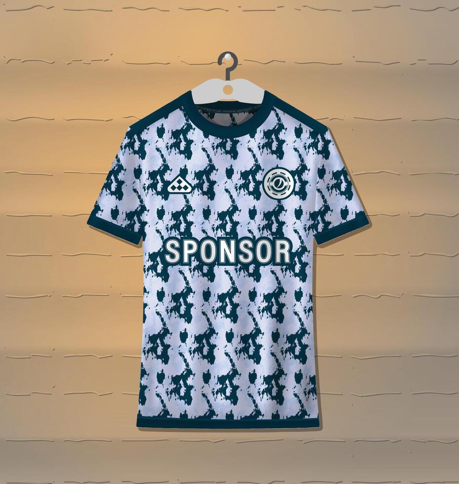 Sports uniform jersey design with an abstract color combination of dark blue and white vector