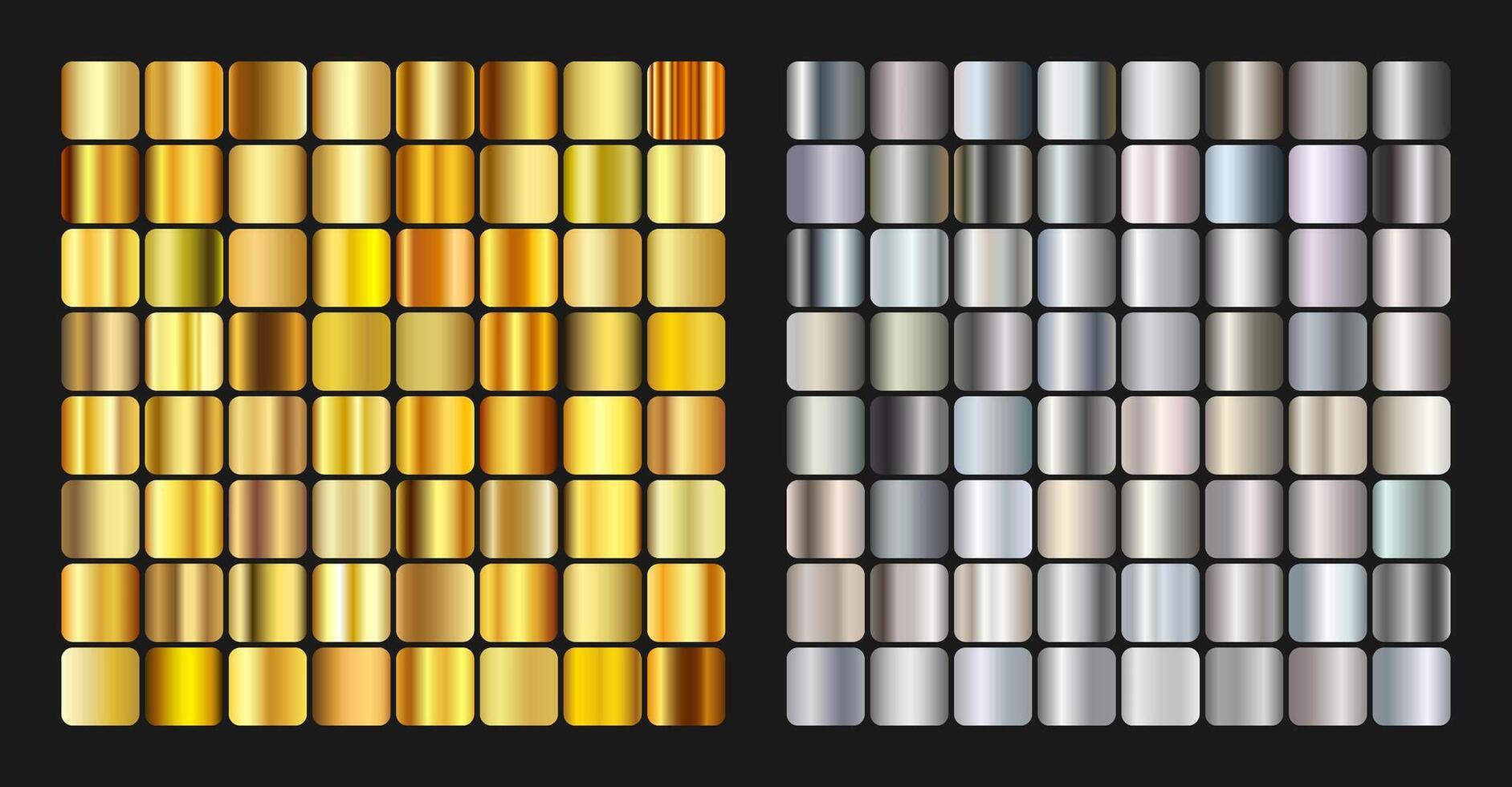 Gold and Silver Gradient Color Palette vector