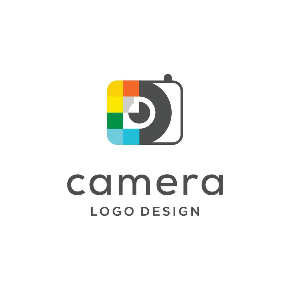 illustration. Letter D photography camera template design vector