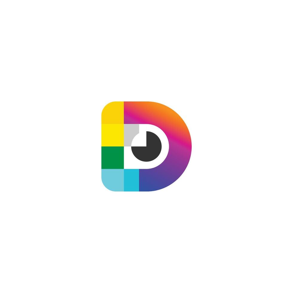 Letter D pixel camera logo design template vector