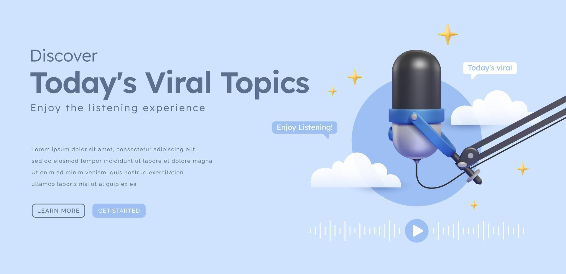 Podcast Microphone broadcast show background illustration vector