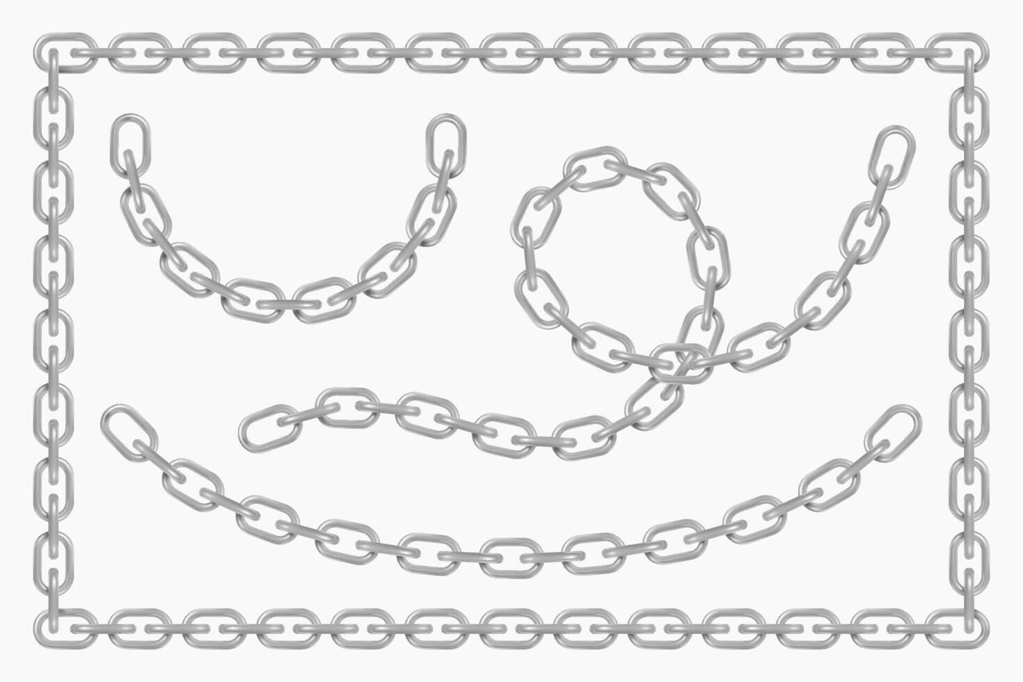 Realistic seamless glossy metal chains vector
