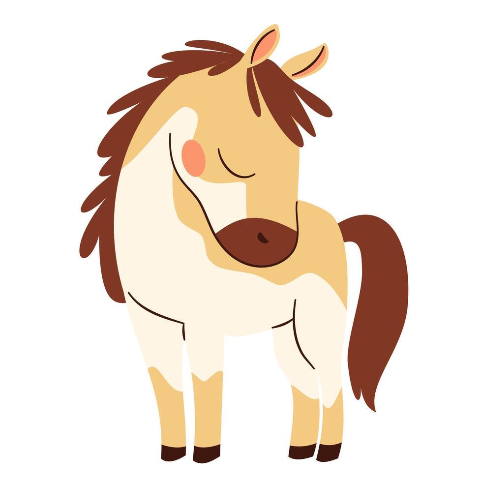 Flat illustration. Farm animals, cute nester horse on white background vector