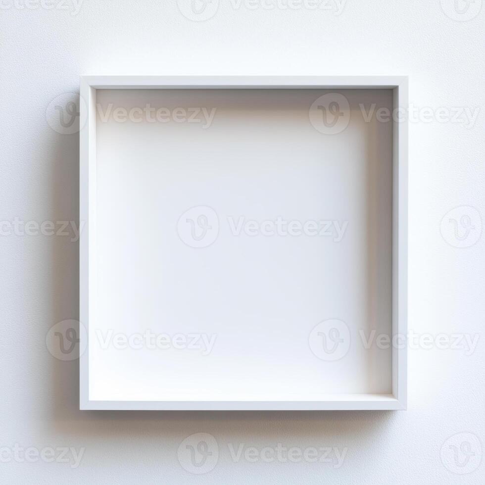 Minimal white frame with square shape, perfect for displaying art or photos. Its clean design enhances any decor, adding touch of elegance to your space photo