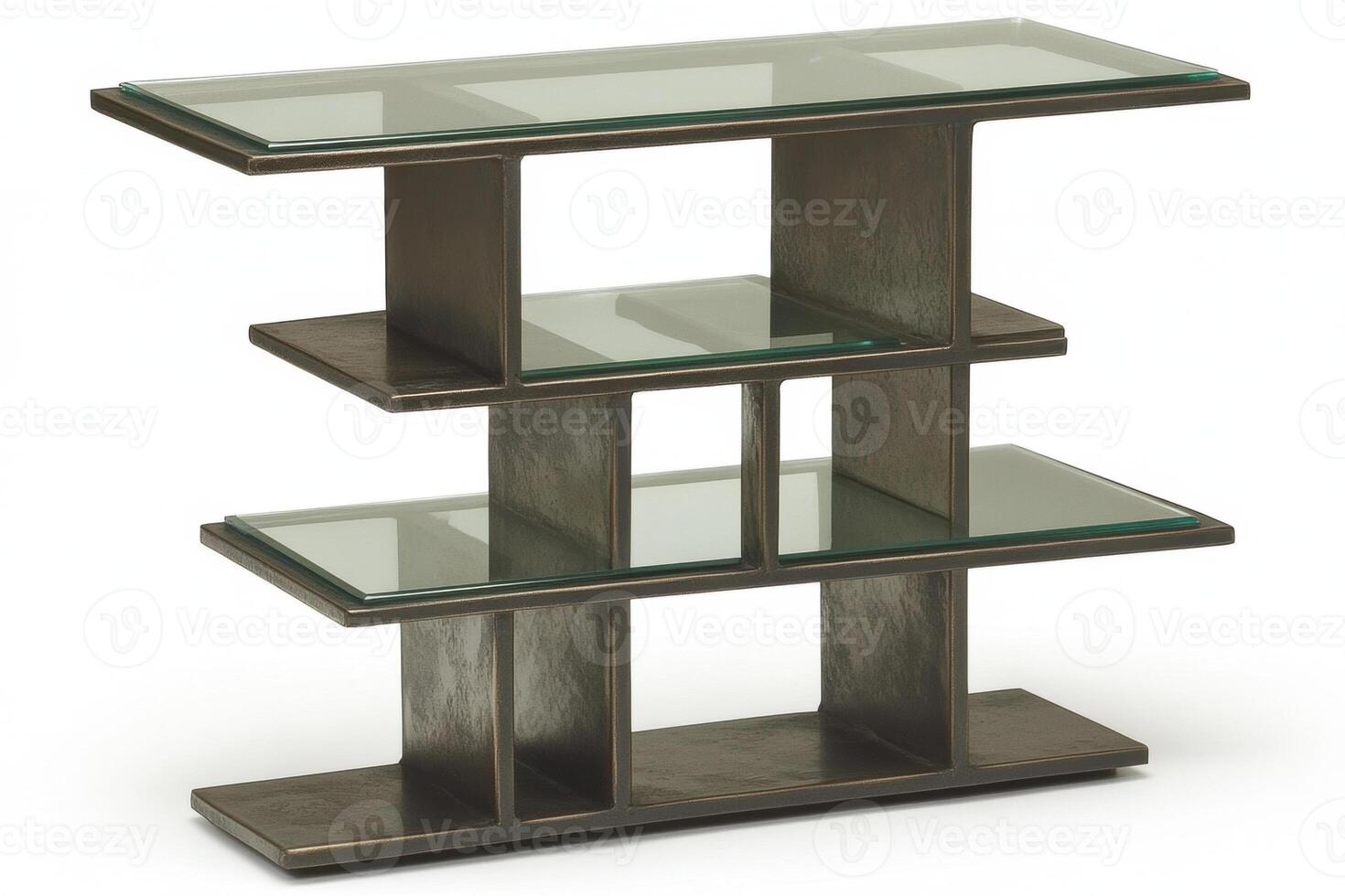Modern glass top console table with sleek metal frame, perfect for contemporary decor. This stylish piece adds elegance and functionality to any living space photo