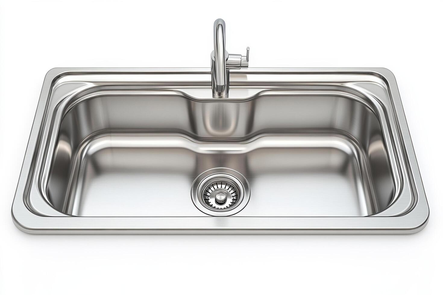 Sleek stainless steel kitchen sink with deep basin and modern faucet, perfect for any contemporary kitchen design photo
