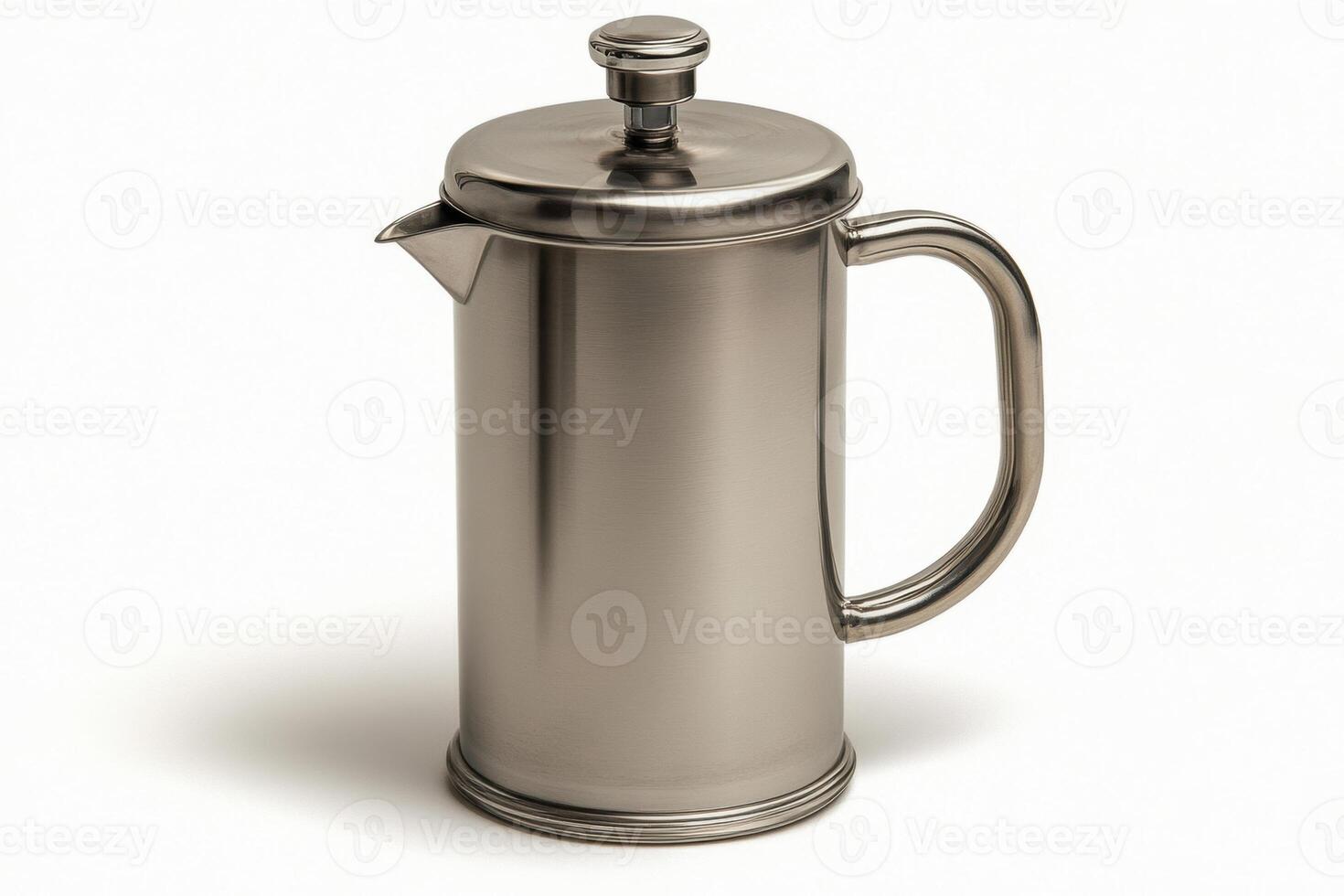 stainless steel coffee press with sleek design and ergonomic handle, perfect for brewing rich coffee. Its polished finish adds elegance to any kitchen photo