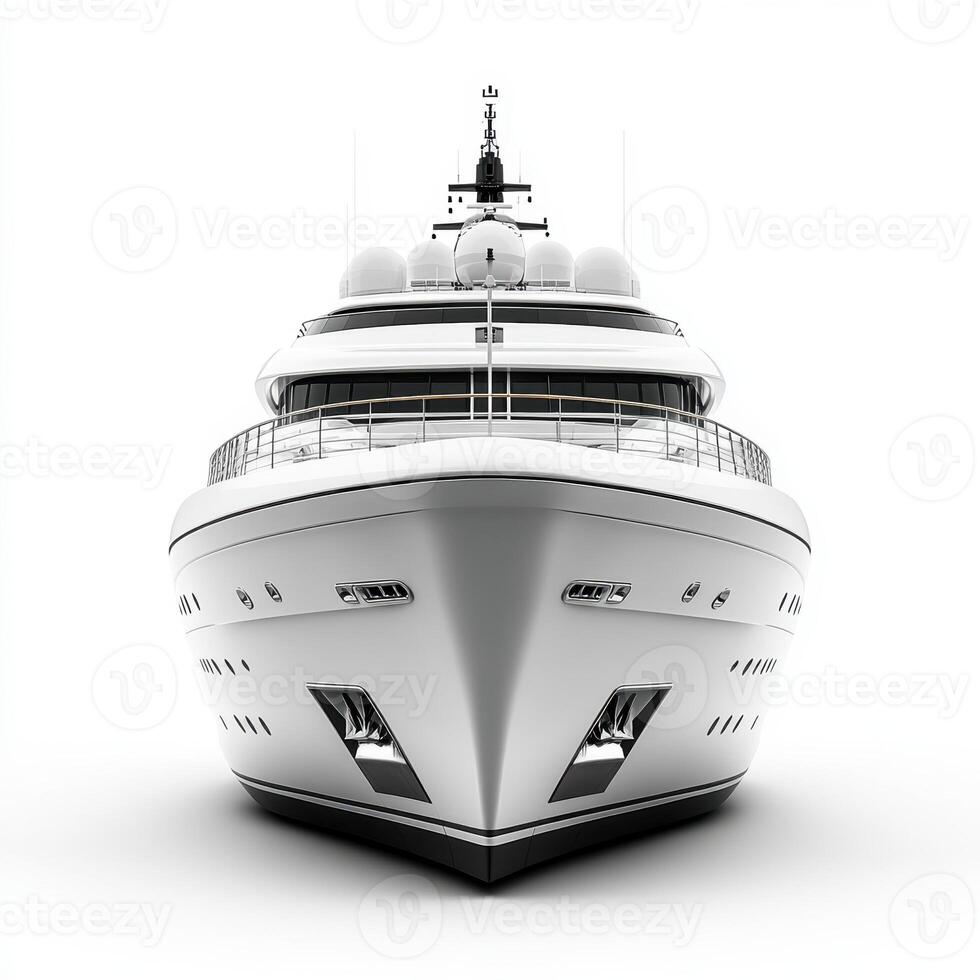 Luxury cruise ship front view showcasing sleek design and modern features. ship elegant lines and polished surface reflect sophistication and adventure on open sea photo