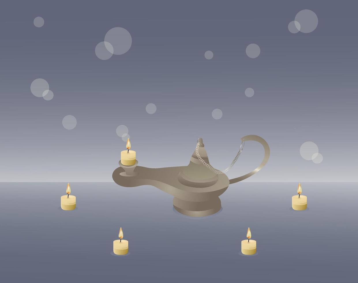 diwali lantern and candle light on decorate background vector