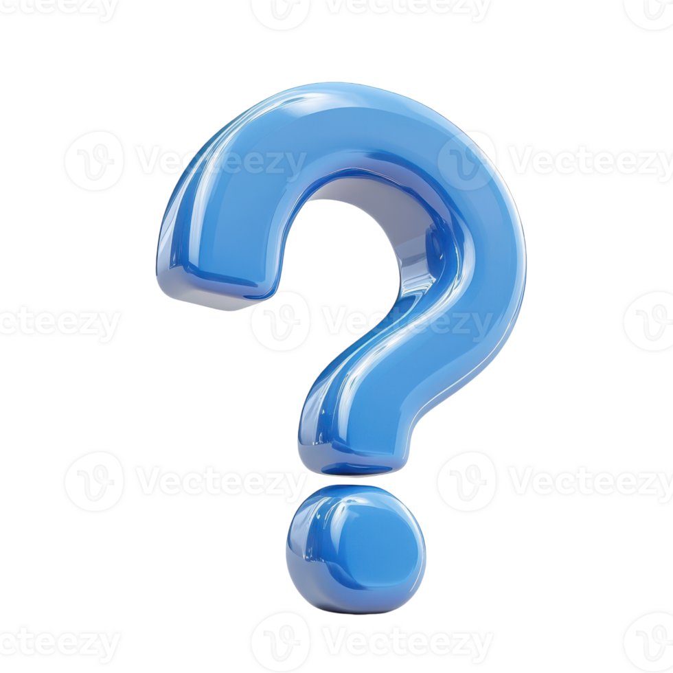 A vibrant blue question mark floating in a minimalistic space png