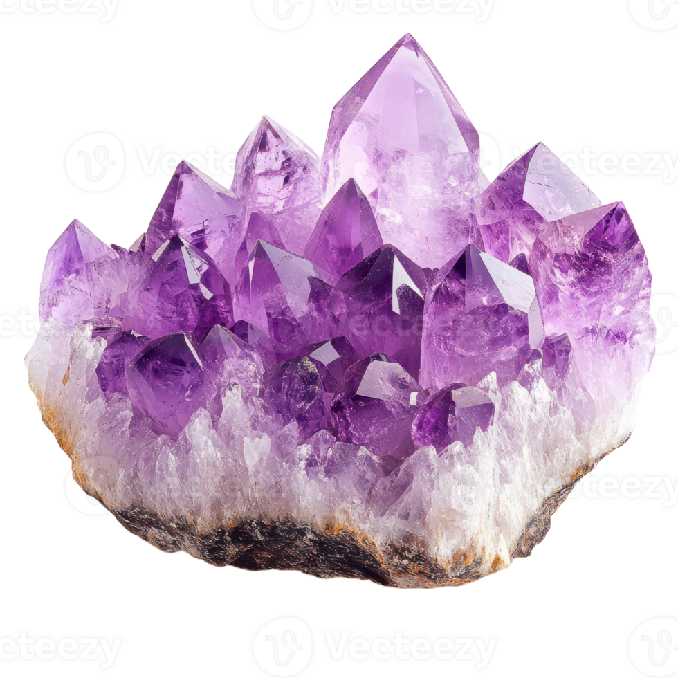 Sparkling purple amethyst cluster gleaming in soft light png