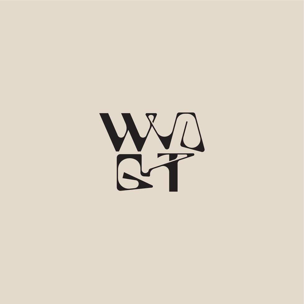 bold style and luxury concept WT elegant initial logo letter curved typography monogram vector