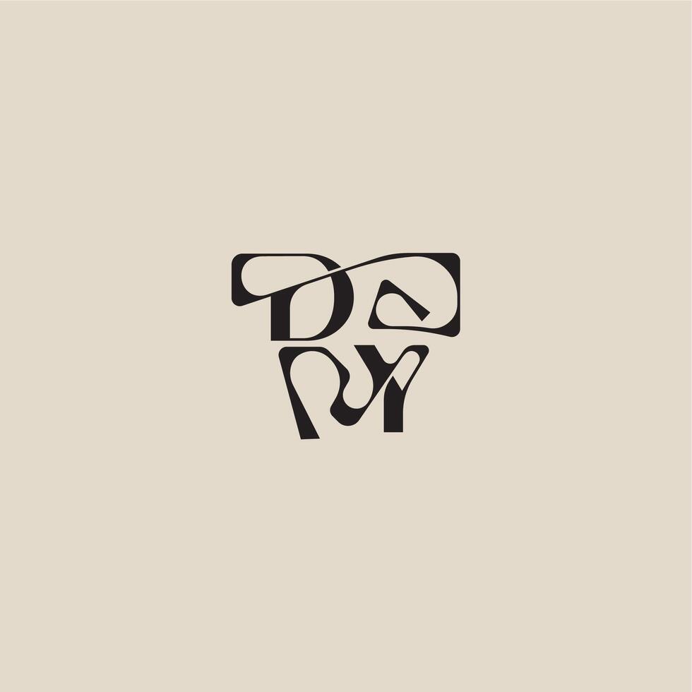 curved typography monogram DY bold style and luxury concept elegant initial logo letter vector