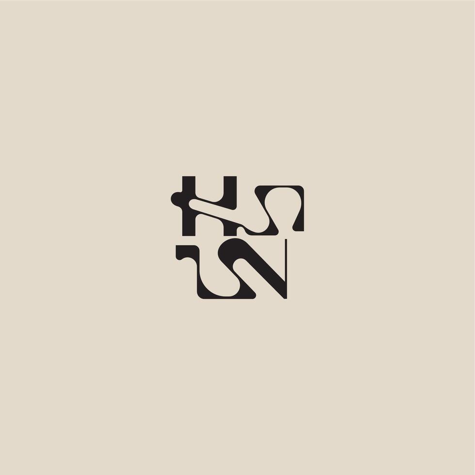 curved typography monogram elegant initial logo letter bold style and luxury concept HN vector