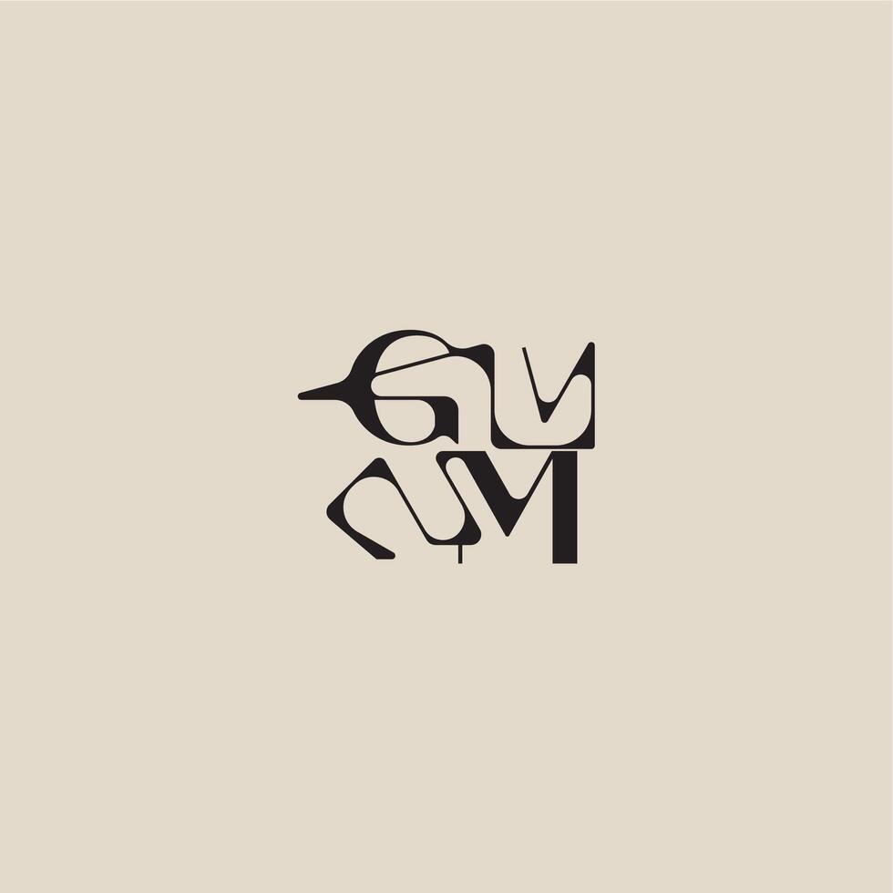 curved typography monogram elegant initial logo letter bold style and luxury concept GM vector