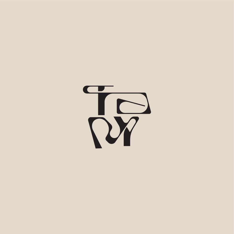 bold style and luxury concept TY elegant initial logo letter curved typography monogram vector