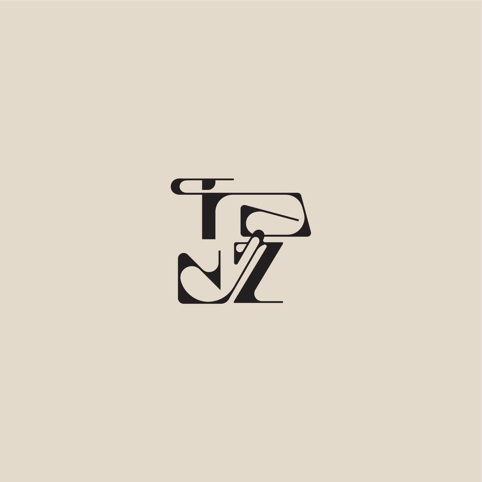bold style and luxury concept TZ elegant initial logo letter curved typography monogram vector