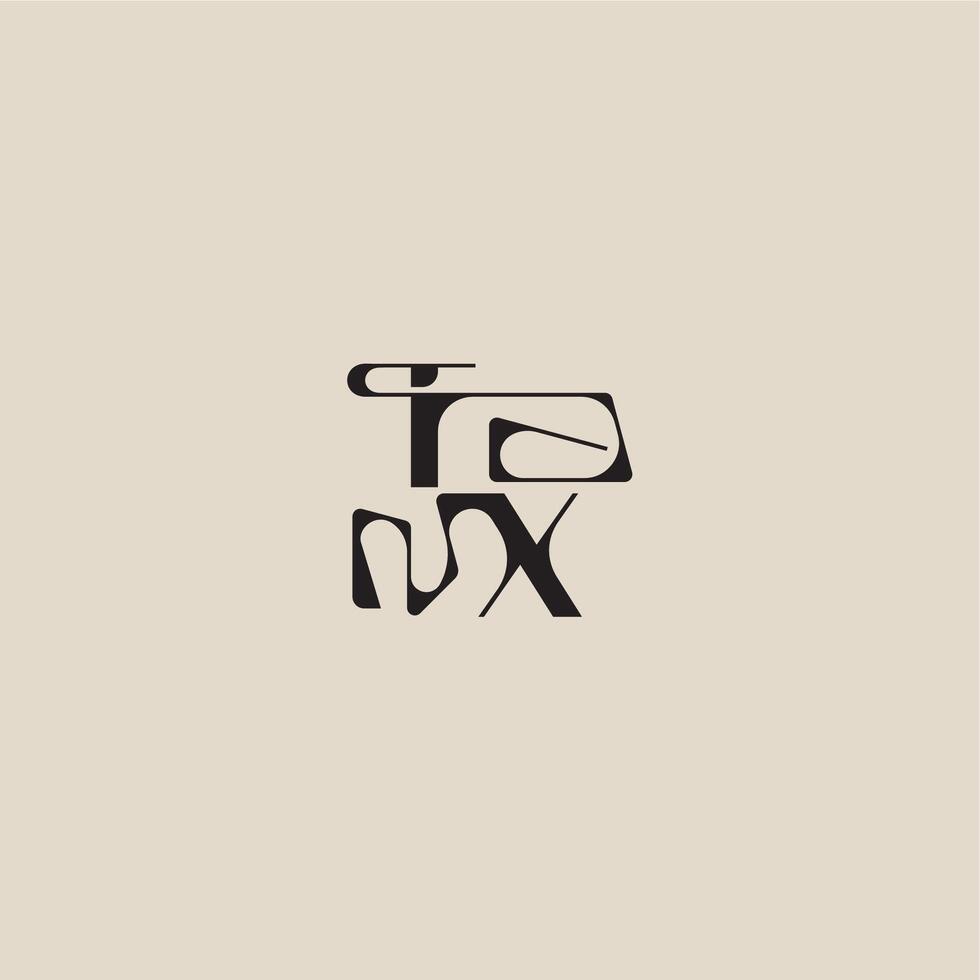 bold style and luxury concept TX elegant initial logo letter curved typography monogram vector