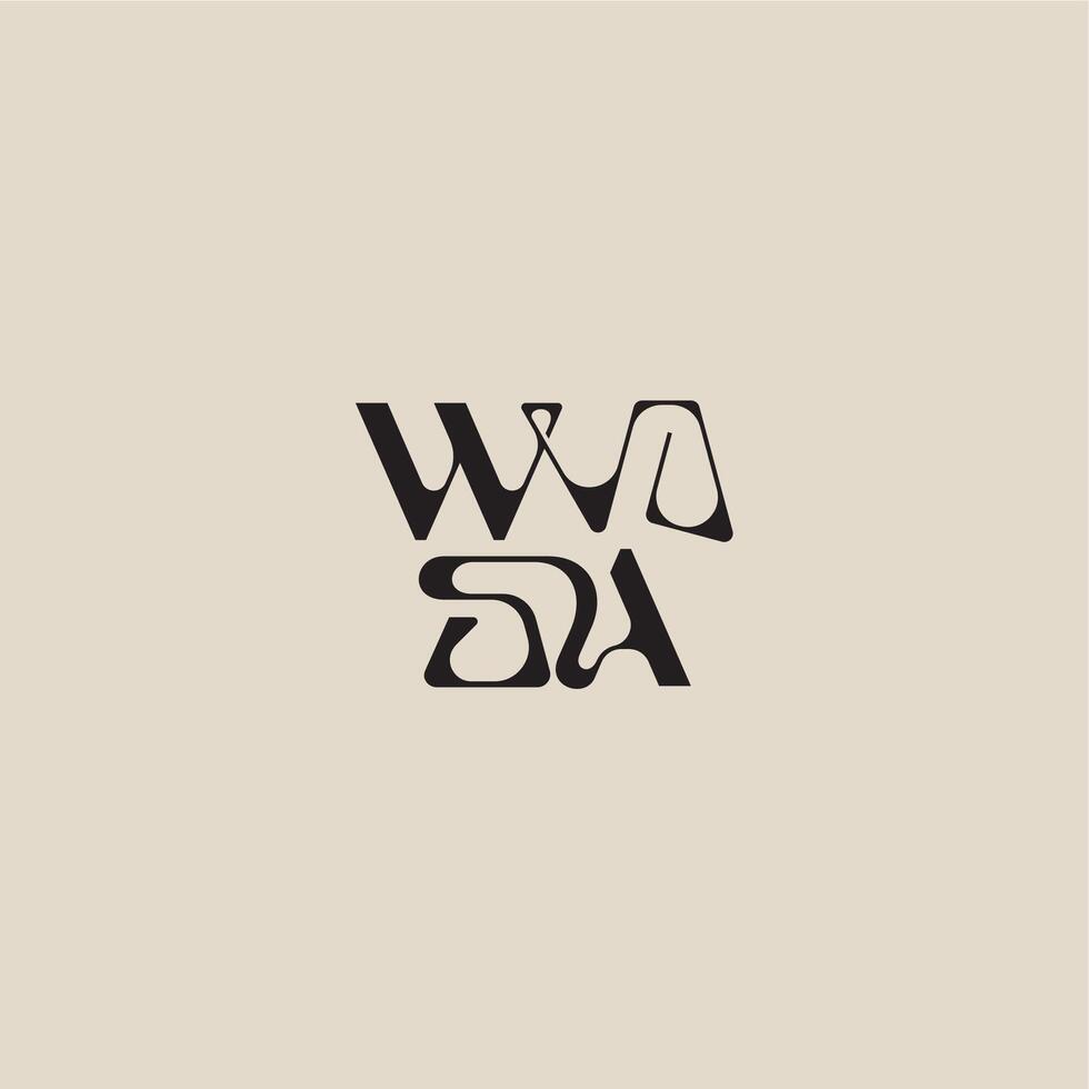 bold style and luxury concept WA elegant initial logo letter curved typography monogram vector