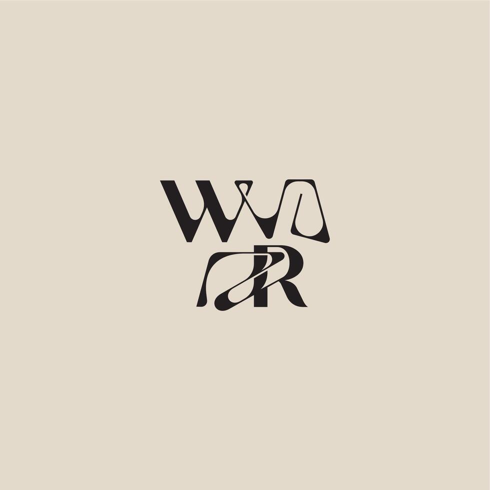 bold style and luxury concept WR elegant initial logo letter curved typography monogram vector