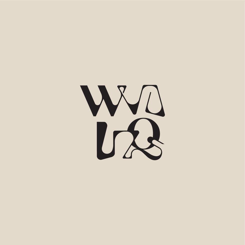 bold style and luxury concept WQ elegant initial logo letter curved typography monogram vector