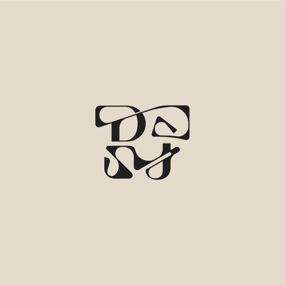 curved typography monogram DJ bold style and luxury concept elegant initial logo letter vector