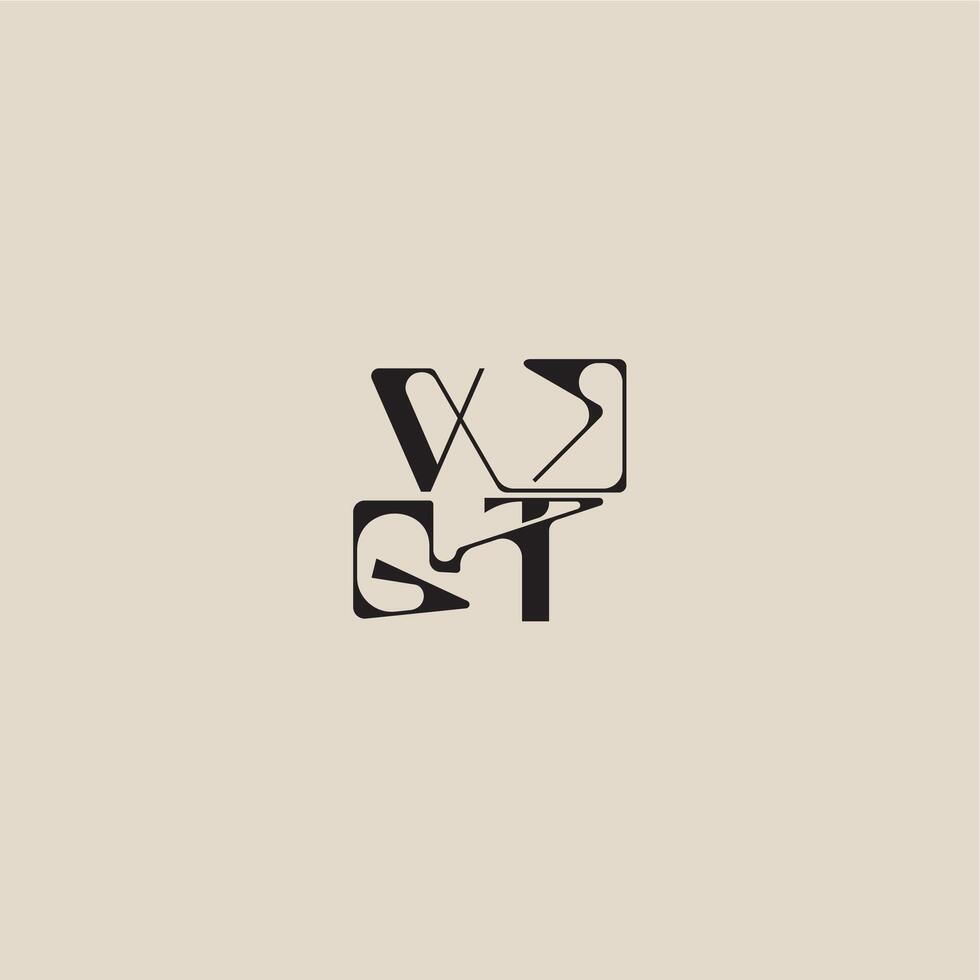bold style and luxury concept VT elegant initial logo letter curved typography monogram vector