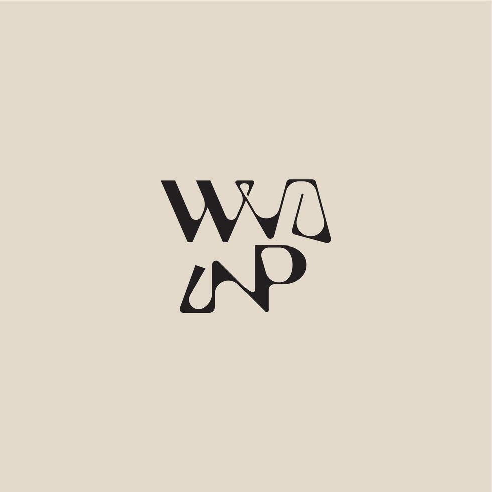 bold style and luxury concept WP elegant initial logo letter curved typography monogram vector