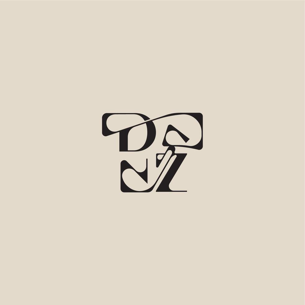 curved typography monogram DZ bold style and luxury concept elegant initial logo letter vector