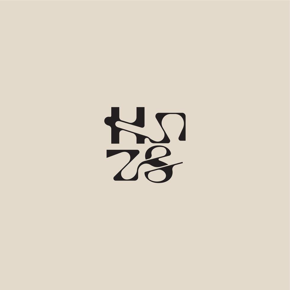 curved typography monogram elegant initial logo letter bold style and luxury concept HS vector