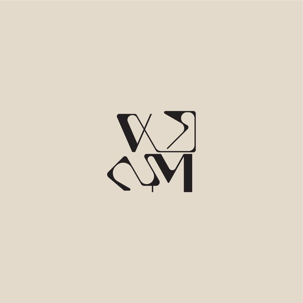 bold style and luxury concept VM elegant initial logo letter curved typography monogram vector