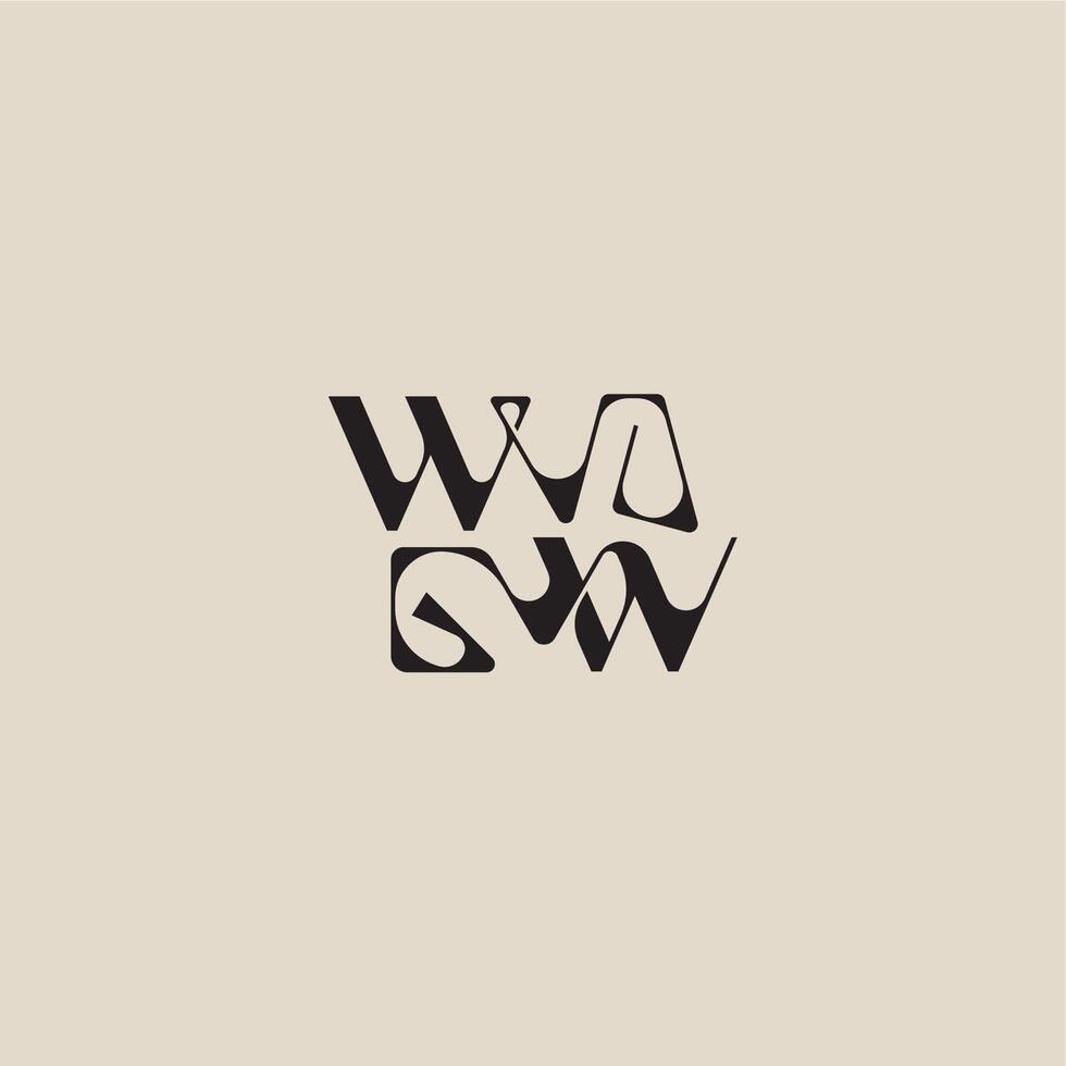 bold style and luxury concept WW elegant initial logo letter curved typography monogram vector