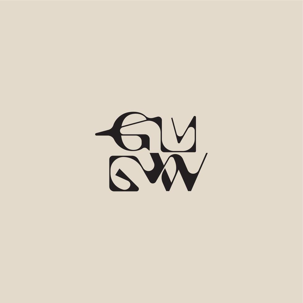 curved typography monogram elegant initial logo letter bold style and luxury concept GW vector