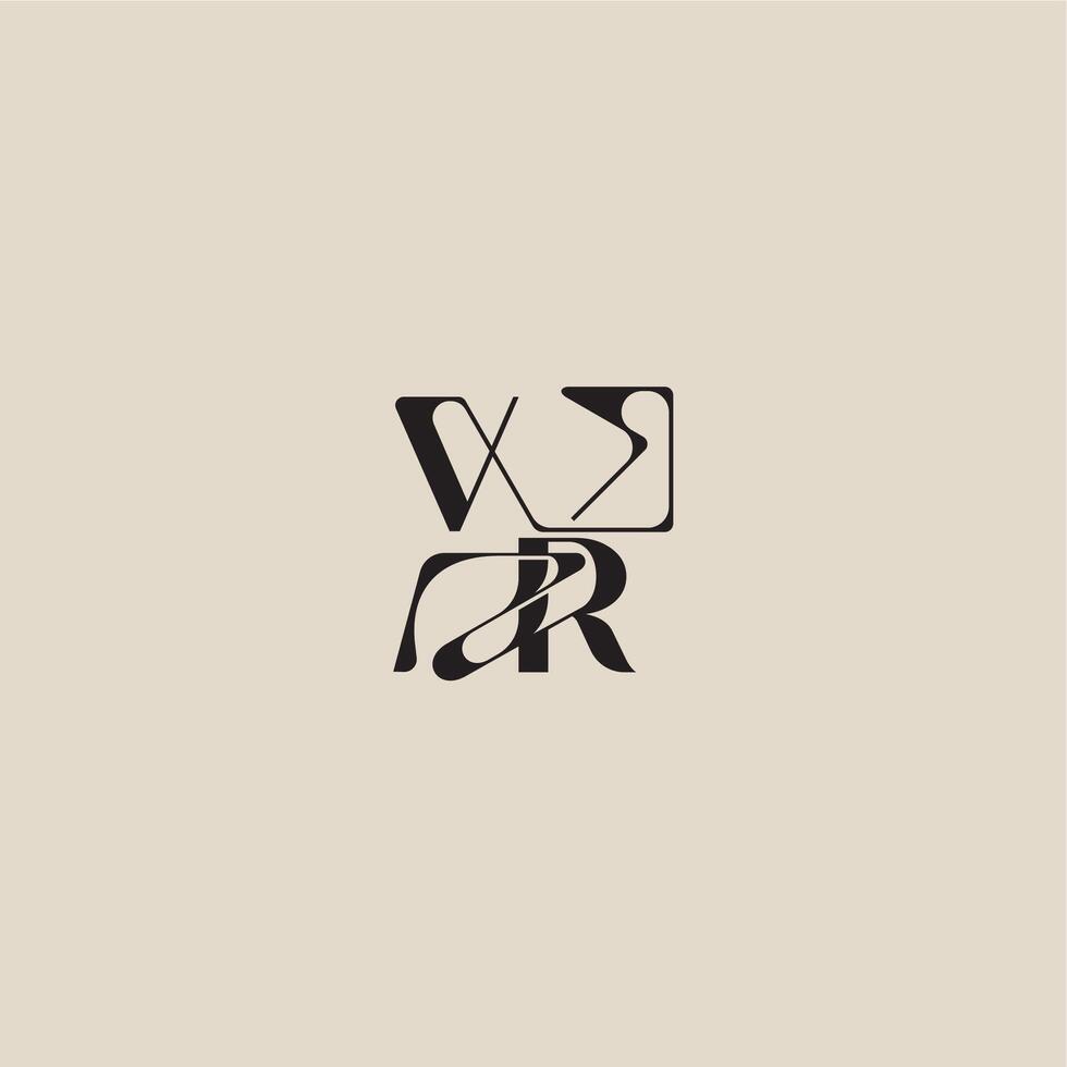 bold style and luxury concept VR elegant initial logo letter curved typography monogram vector