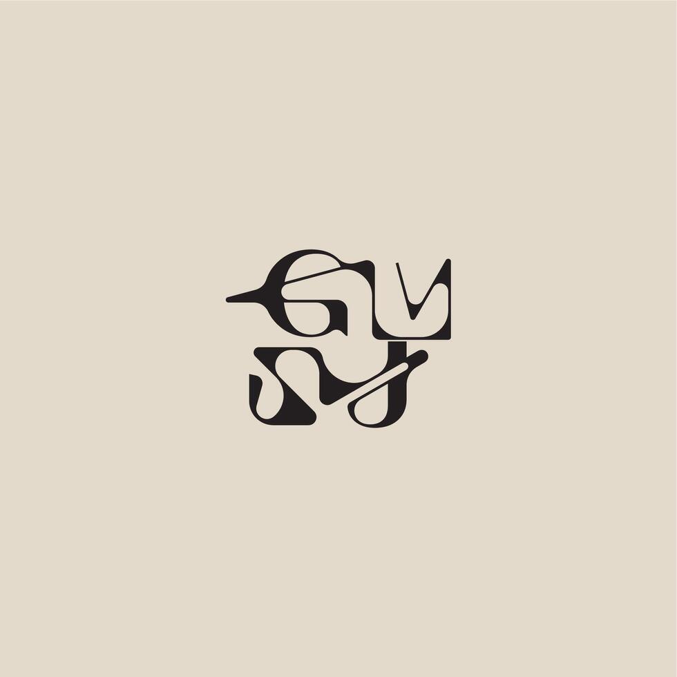 curved typography monogram elegant initial logo letter bold style and luxury concept GJ vector