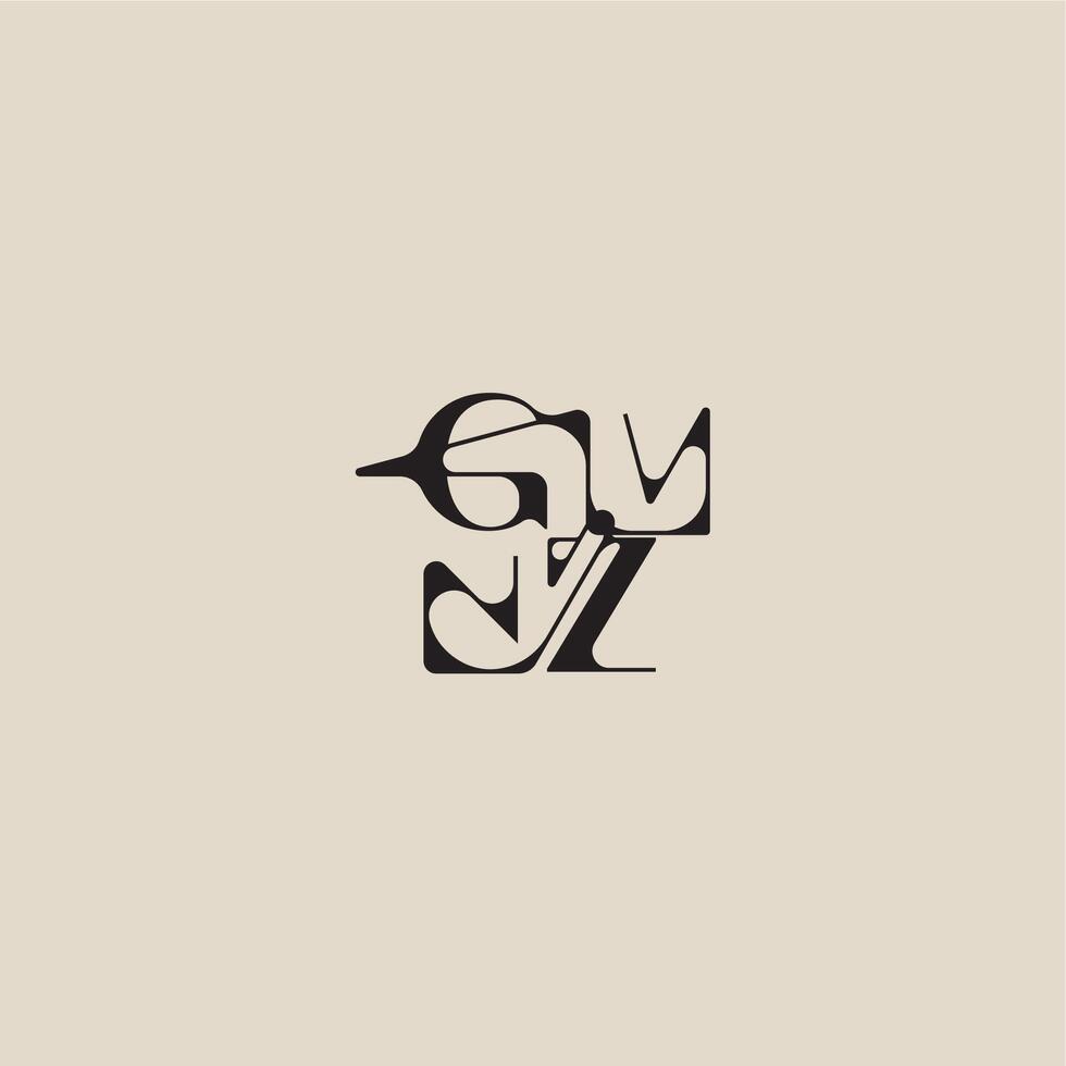 curved typography monogram elegant initial logo letter bold style and luxury concept GZ vector