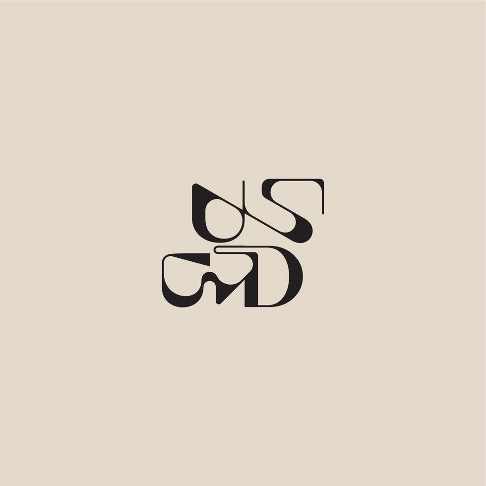 bold style and luxury concept UD elegant initial logo letter curved typography monogram vector