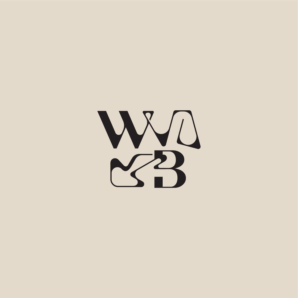 bold style and luxury concept WB elegant initial logo letter curved typography monogram vector