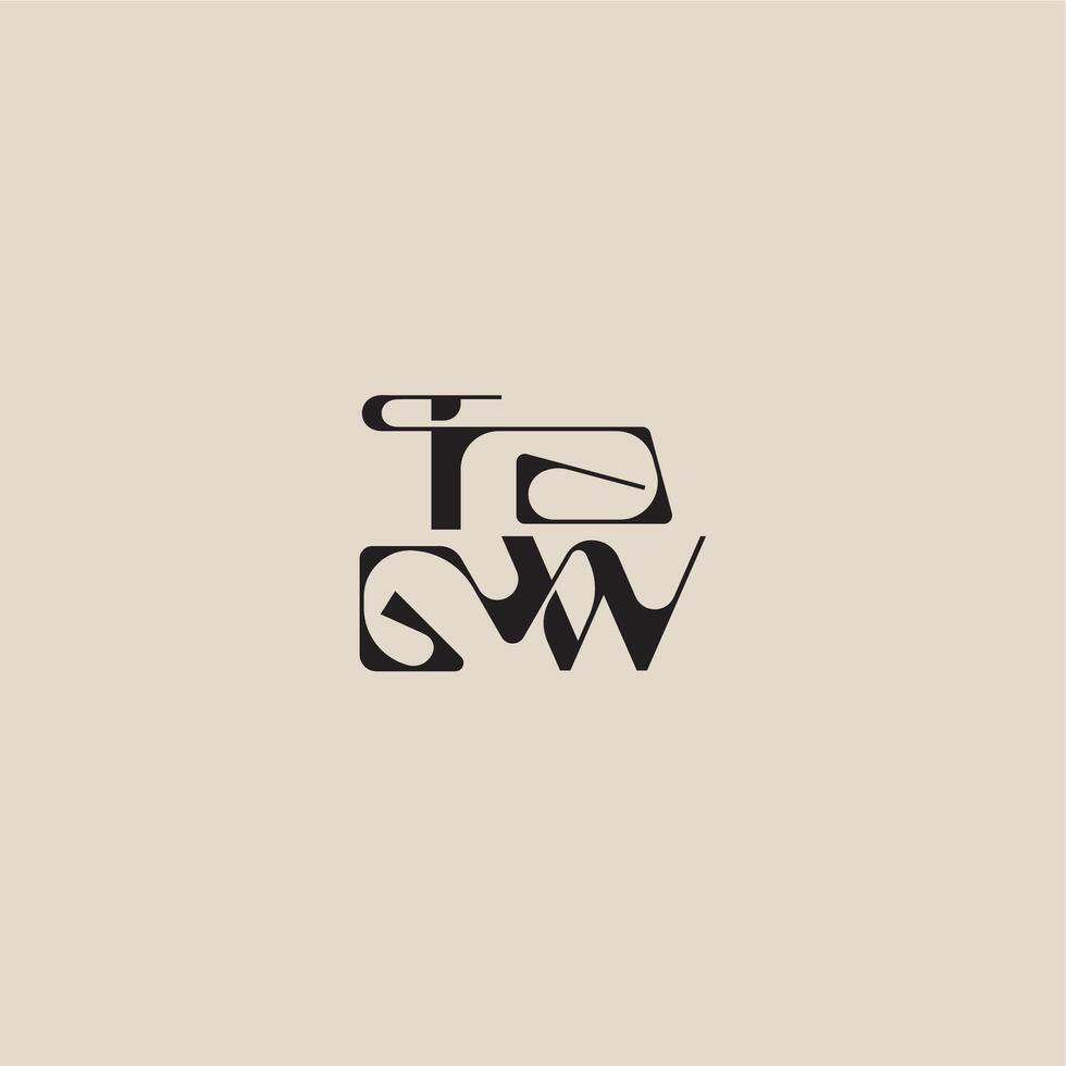 bold style and luxury concept TW elegant initial logo letter curved typography monogram vector