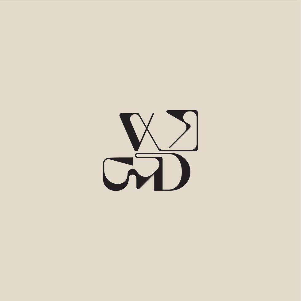 bold style and luxury concept VD elegant initial logo letter curved typography monogram vector