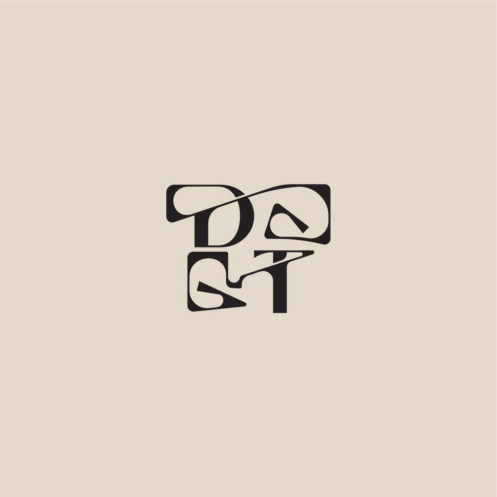 curved typography monogram DT bold style and luxury concept elegant initial logo letter vector
